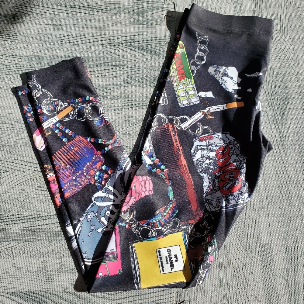 Ostroy black fashion Leggings NYC Yoga fitness cycling urban decay sz Small New